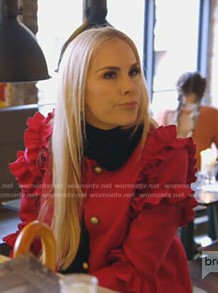 Kameron's pink ruffled coat on The Real Housewives of Dallas