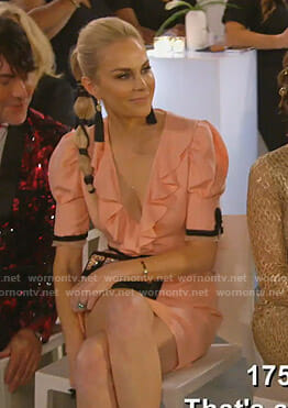 Kameron's pink ruffled v-neck mini dress on The Real Housewives of Dallas