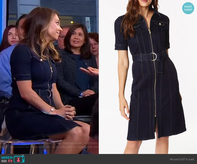 Belted Denim Dress by Karen Millen worn by Ginger Zee on Good Morning America