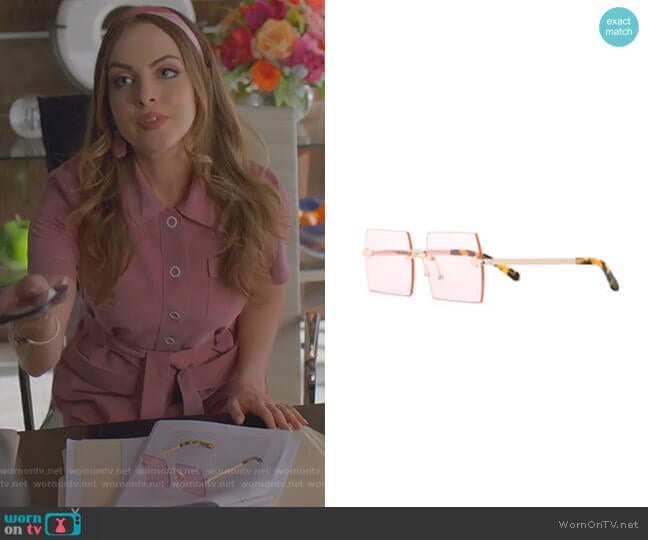 The Bird Sunglasses by Karen Walker worn by Fallon Carrington (Elizabeth Gillies) on Dynasty