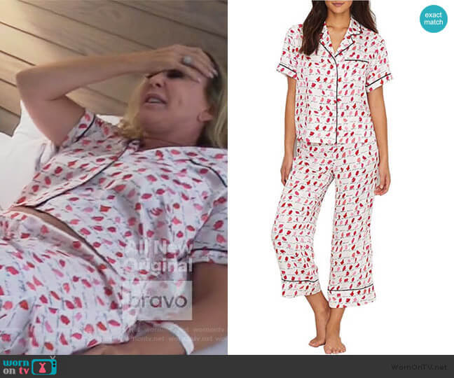 New York Lipsticks Charmeuse Cropped PJ Set by Kate Spade worn by Vicki Gunvalson on The Real Housewives of Orange County