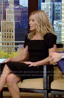 Kelly’s black cap sleeve dress on Live with Kelly and Ryan