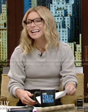 Kelly's grey sweater on Live with Kelly and Ryan