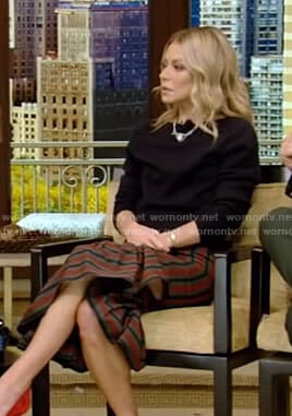 Kelly’s striped ruffled skirt on Live with Kelly and Ryan