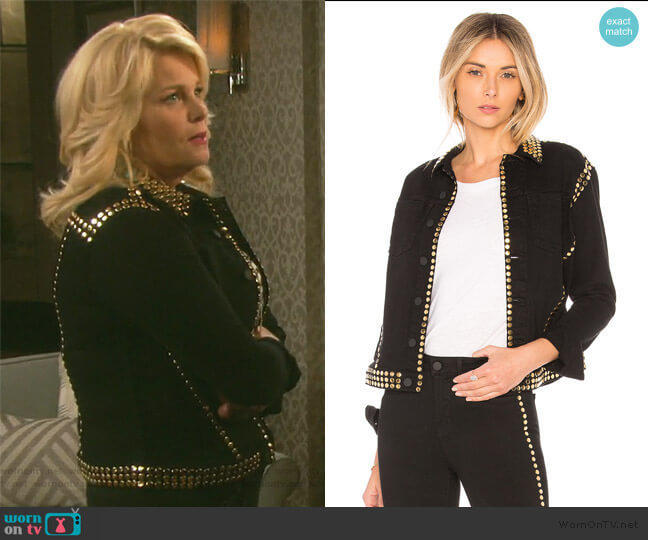 Celine Studded Jacket by L'Agence  worn by Bonnie Lockhart (Judi Evans) on Days of our Lives