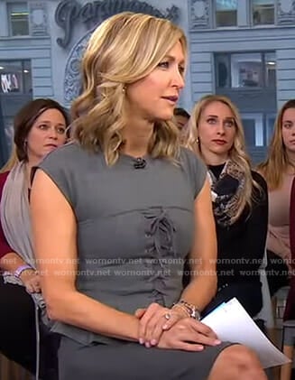 Lara’s grey lace-up peplum top on Good Morning America