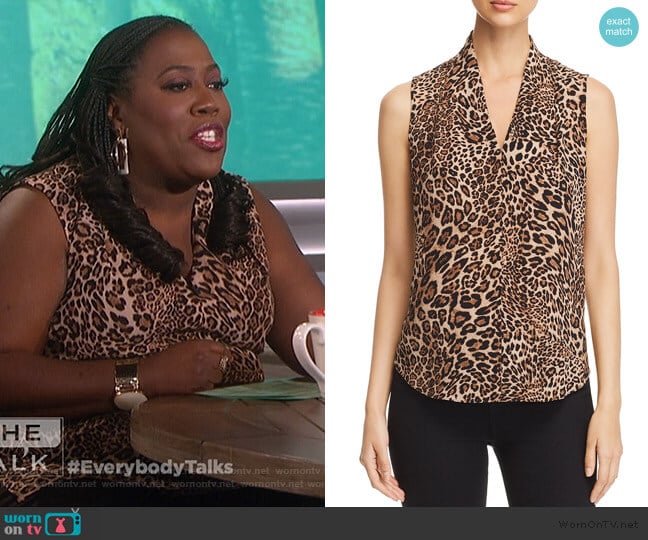 Amal Leopard Sleeveless Blouse by Le Gali worn by Sheryl Underwood on The Talk