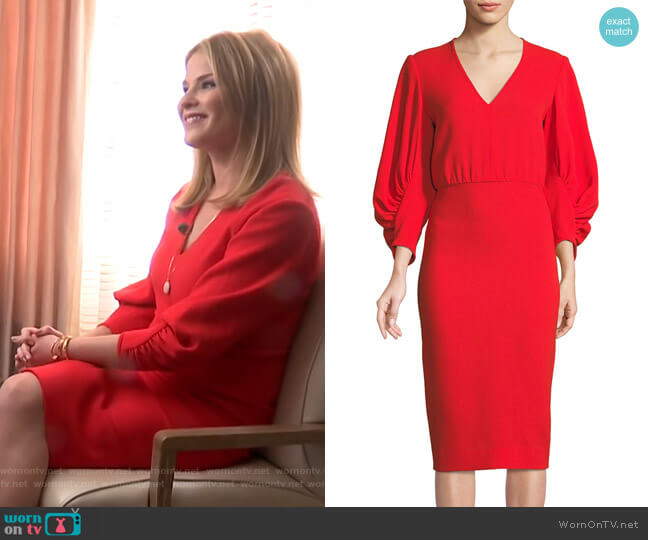 Wornontv Jennas Red Gathered Sleeve Dress On Today Jenna Bush Hager Clothes And Wardrobe 4477