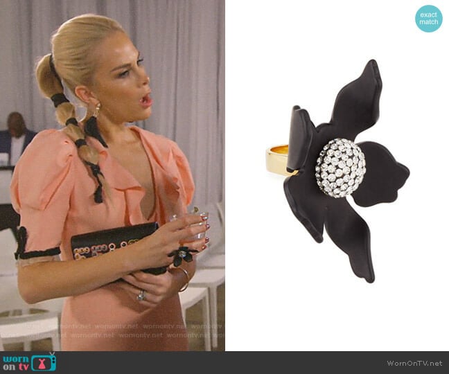 Crystal Lily Ring by Lele Sadoughi worn by Kameron Westcott on The Real Housewives of Dallas