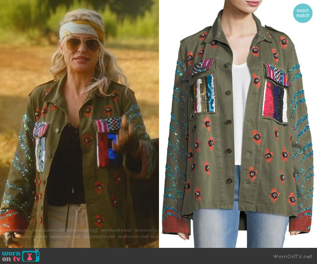 Love Embellished Army Jacket by Libertine worn by Alexis Carrington (Elaine Hendrix) on Dynasty