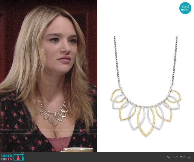 Lucky Brand Two Tone Petal Necklace worn by Summer Newman (Hunter King) on The Young & the Restless