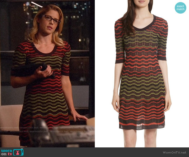 M Missoni Greek Key Dress worn by Felicity Smoak (Emily Bett Rickards) on Arrow