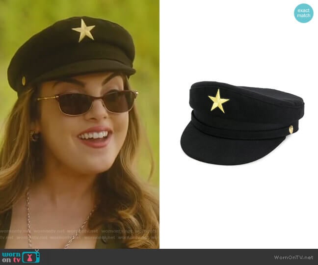 Star Military Hat by Manokhi worn by Fallon Carrington (Elizabeth Gillies) on Dynasty