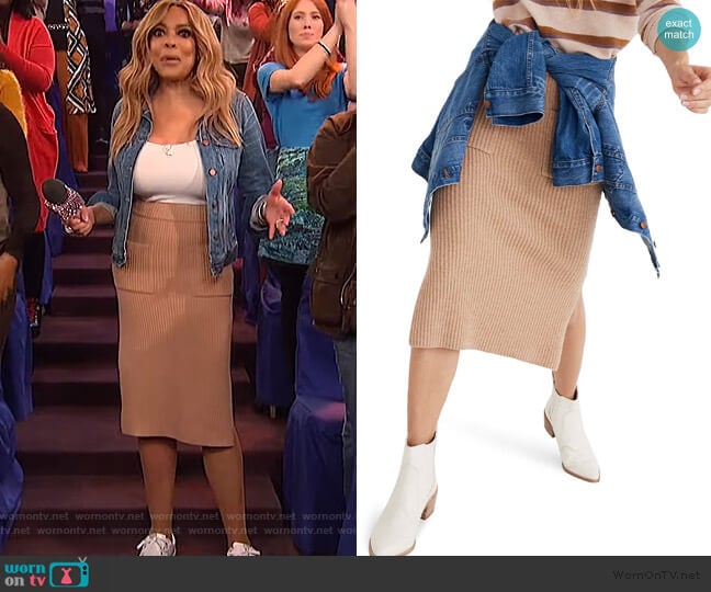 Patch Pocket Sweater Skirt by Madewell worn by Wendy Williams on The Wendy Williams Show