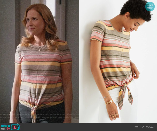 Texture & Thread Modern Tie-Front Top by Madewell worn by Lena (Jenna Fischer) on Splitting Up Together