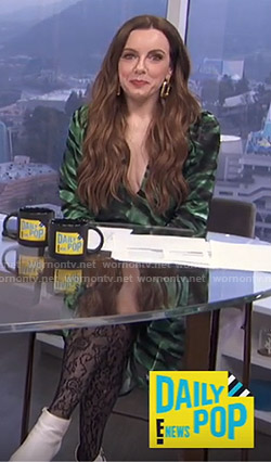 Melanie’s green zebra print dress on E! News Daily Pop