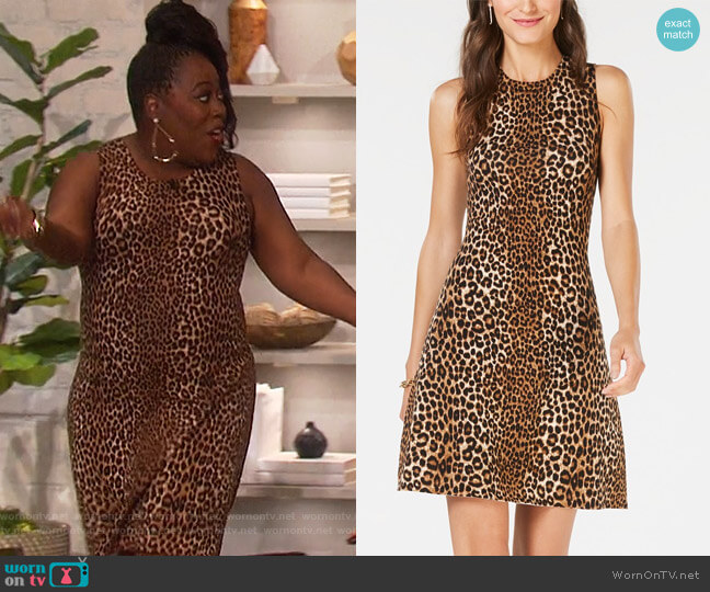 Leopard-Print Sweater Dress by Michael Michael Kors worn by Sheryl Underwood on The Talk