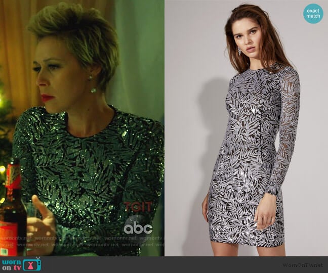 Palmetto Paillette Sheath Dress by Michael Kors worn by Bonnie Winterbottom (Liza Weil) on How to Get Away with Murder