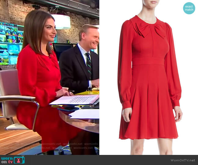 Bow-Front Long-Sleeve Georgette Dress by Michael Kors Collection worn by Bianna Golodryga  on CBS Mornings