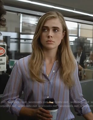 Michaela’s blue stirped shirt on Manifest