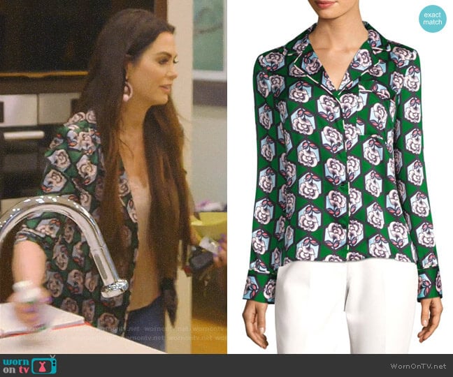 Floral-Print Blouse by Milly worn by D’Andra Simmons on The Real Housewives of Dallas