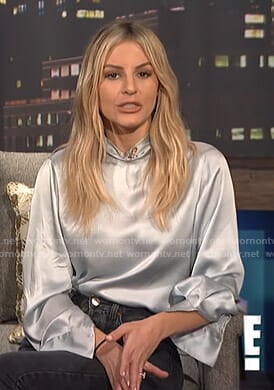 Morgan’s satin blouse on E! News Nightly Pop