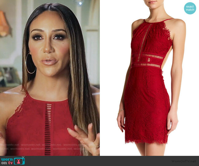 Open Back Lace Halter Dress by NBD worn by Melissa Gorga  on The Real Housewives of New Jersey