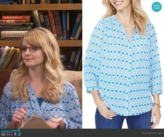 NYDJ Pintuck-Back Blouse worn by Bernadette Rostenkowski (Melissa Rauch) on The Big Bang Theory