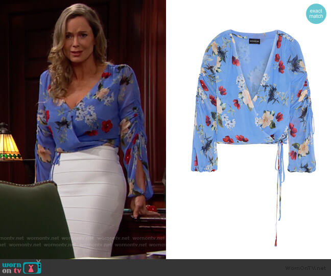 Nicholas Floral Wrap Top worn by Donna Logan (Jennifer Gareis) on The Bold and the Beautiful