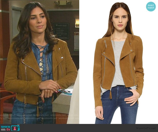 Tiana Suede Jacket by Paige worn by Gabi Hernandez (Camila Banus) on Days of our Lives