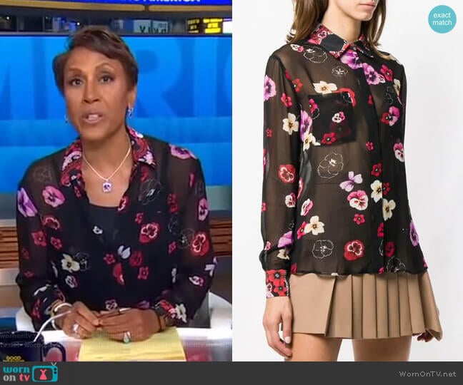 WornOnTV: Robin’s black floral sheer blouse on Good Morning America ...