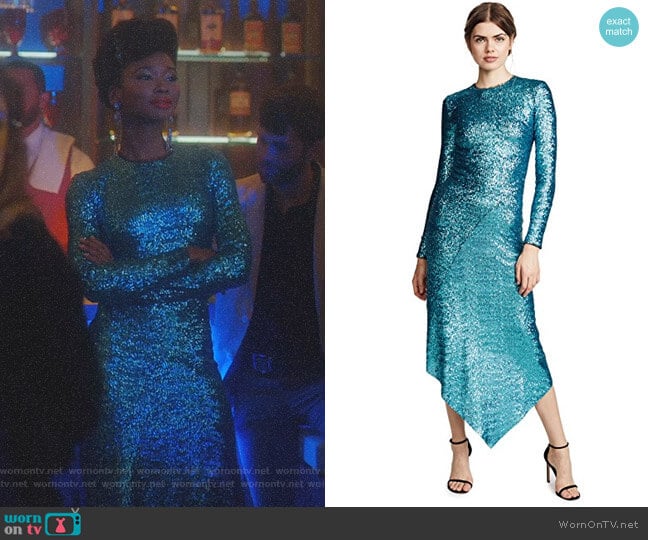 WornOnTV Monica s sequin long sleeve dress on Dynasty Wakeema