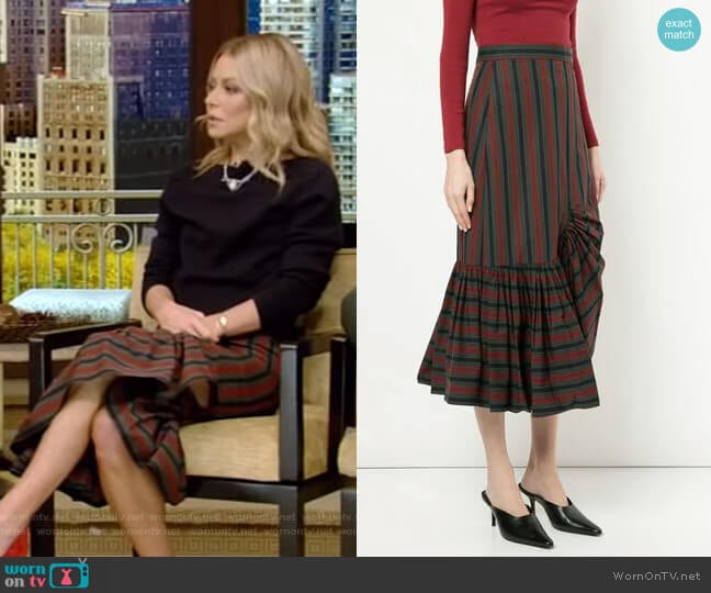 WornOnTV: Kelly’s striped ruffled skirt on Live with Kelly and Ryan ...