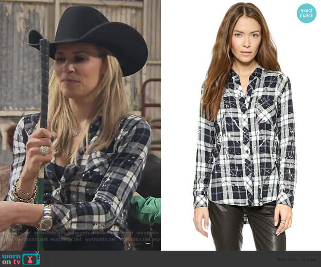 Hunter Splatter Button Down by Rails worn by Jackie Goldschneider on The Real Housewives of New Jersey