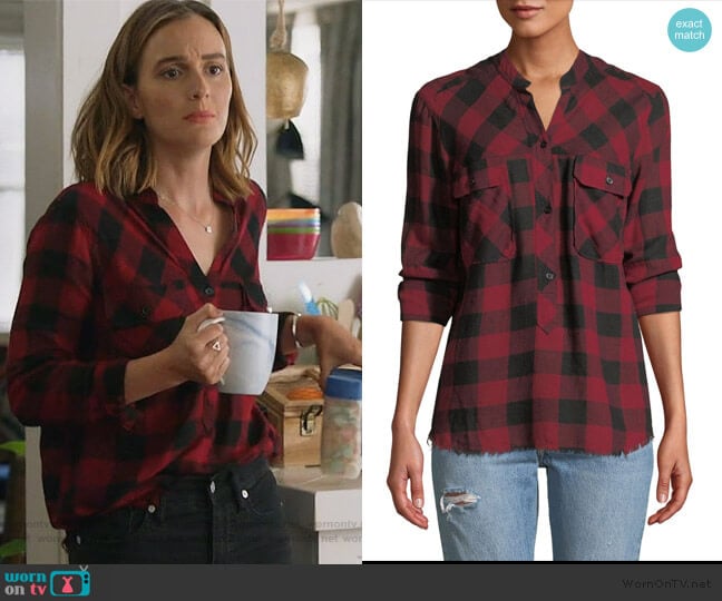 Redding Frayed Plaid Button-Front Shirt by Rails worn by Angie (Leighton Meester) on Single Parents