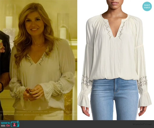 Antonia Embellished Peasant Top by Ramy Brook worn by Debra Newell (Connie Britton) on Dirty John