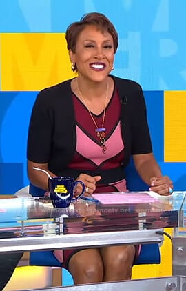 Robin’s red and pink chevron striped dress on Good Morning America