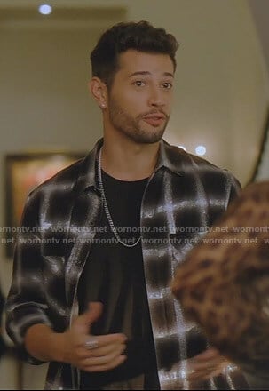 Sam’s black grid checked shirt on Dynasty