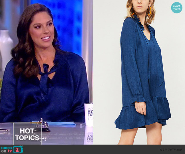 Butterfly frilled-trim satin dress by Sandro worn by Abby Huntsman  on The View