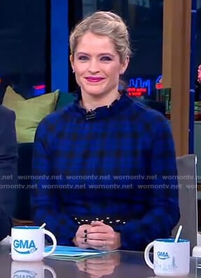 Sara’s blue plaid dress on GMA Day