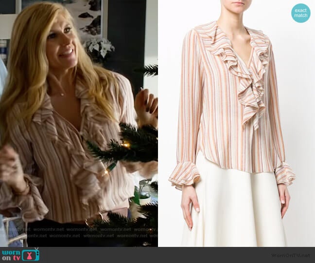 Striped Ruffle Blouse by See By Chloe worn by Debra Newell (Connie Britton) on Dirty John