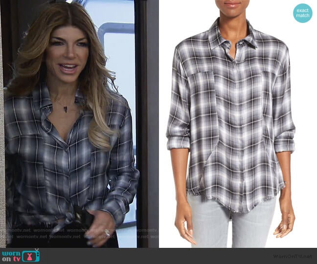 Plaid Frayed Hem Shirt by Signorelli worn by Teresa Giudice on The Real Housewives of New Jersey