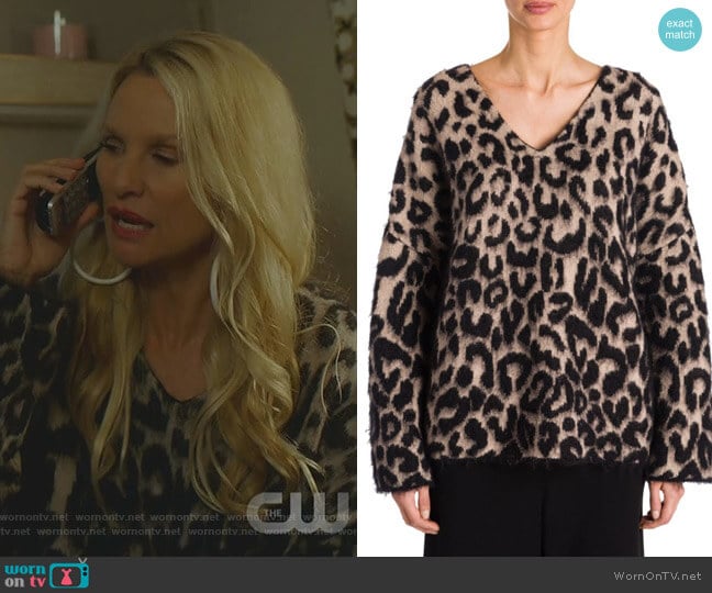 Leopard-Print Mohair Sweater by Stella McCartney worn by Alexis Carrington (Elaine Hendrix) on Dynasty