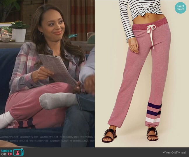 Classic Stripe Sweatpants by Sundry worn by Claire (Amber Stevens West) on Happy Together