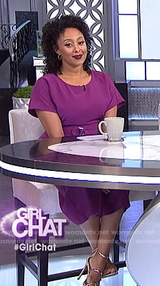 Tamera's purple belted jumpsuit on The Real