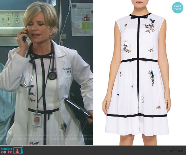 Iina Embroidered Windsor Gate Dress by Ted Baker worn by Kayla Brady (Mary Beth Evans) on Days of our Lives