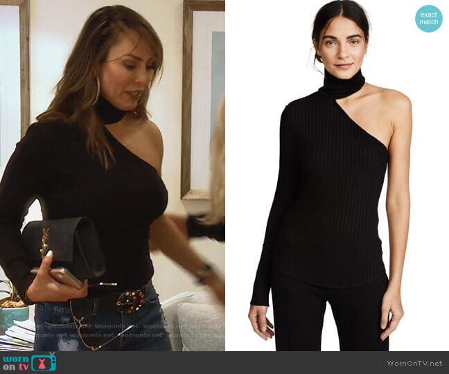 Bare Arm Turtleneck by The Range worn by Kelly Dodd on The Real Housewives of Orange County