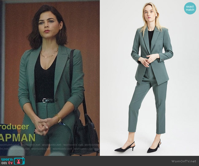 Good Wool Long Blazer and Classic Slim Crop Pant by Theory worn by Julian Booth (Jenna Dewan) on The Resident