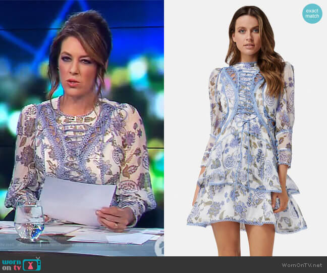 Bluebell Print Mini Dress by Thurley worn by Gorgi Coghlan  on The Project