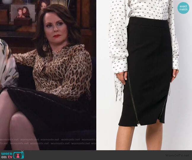 Zipped Pencil Skirt by Tom Ford worn by Karen Walker (Megan Mullally) on Will and Grace